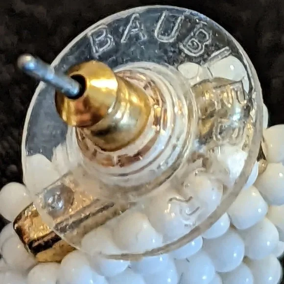 BaubleBar White Beaded Hoop Earrings Gold Tone - Picture 4 of 4